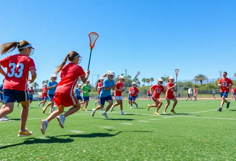 Young lacrosse players displaying teamwork on the field