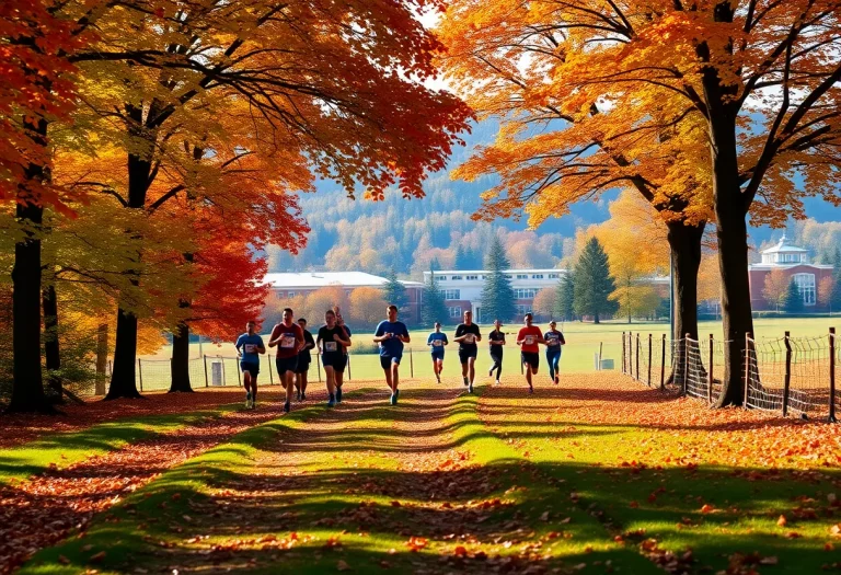 Cross country running course in fall