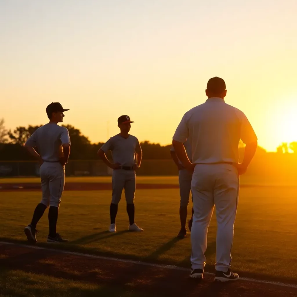 A baseball field at sunset symbolizing youth sports dedication