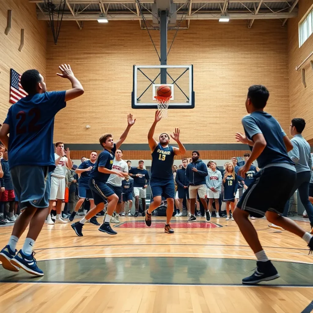 Martinsville basketball players in action on the court