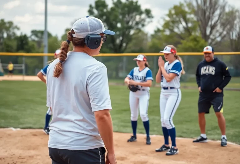 Mason High School softball team practicing under the guidance of their new coach.
