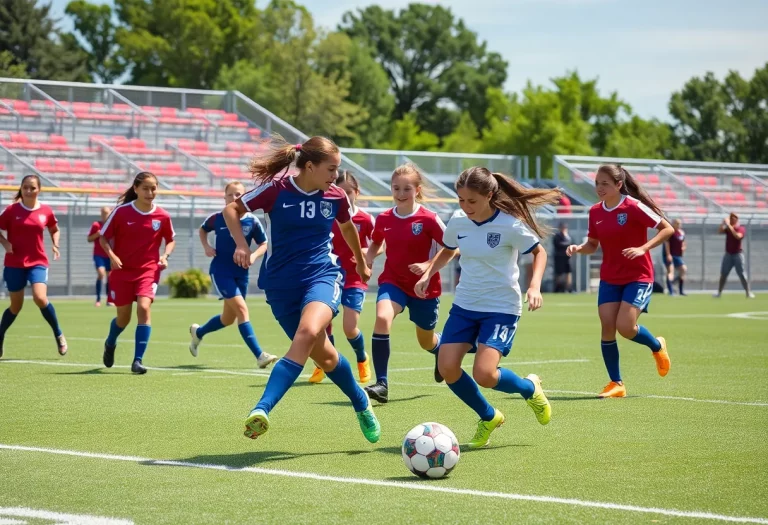 Mattituck high school soccer players competing on the field
