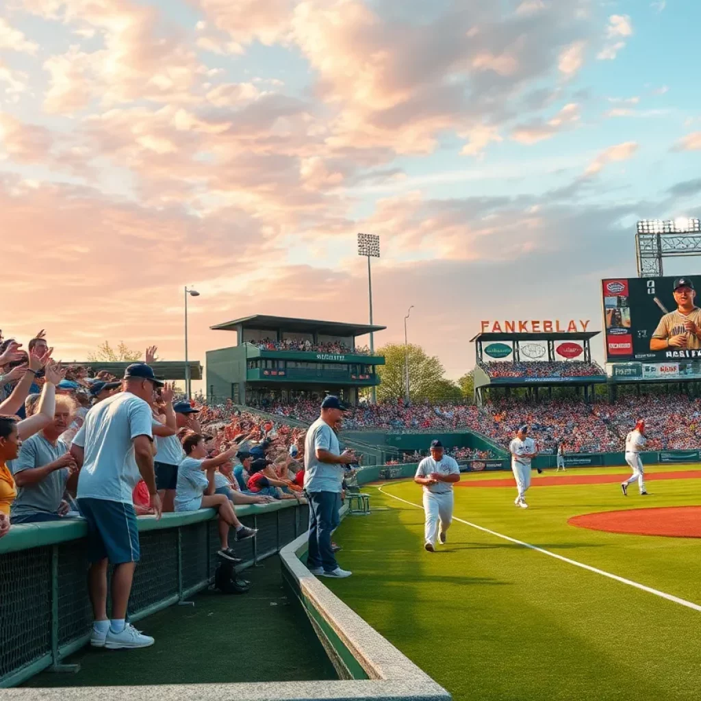 Fans cheering for the Mediapolis Bulldogs during the state baseball tournament.