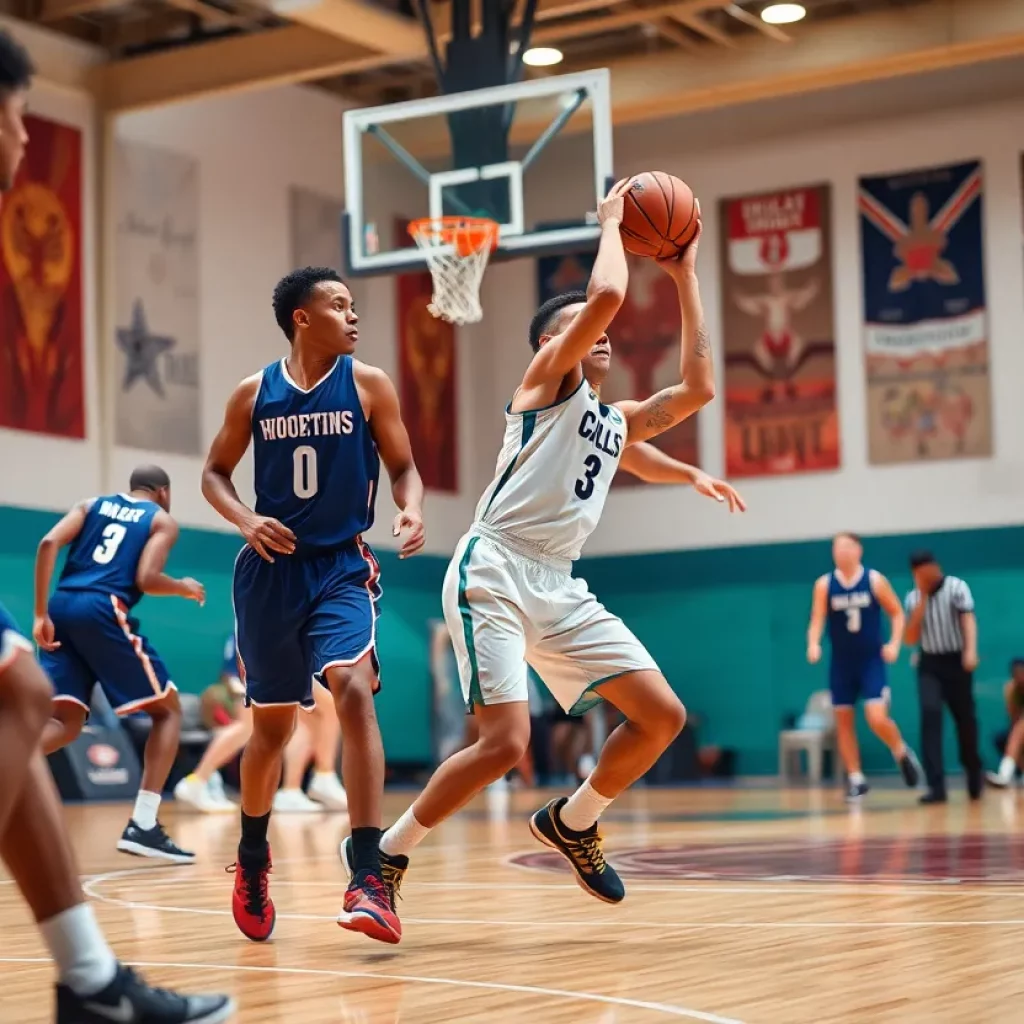 Millennium High School basketball team playing during a game