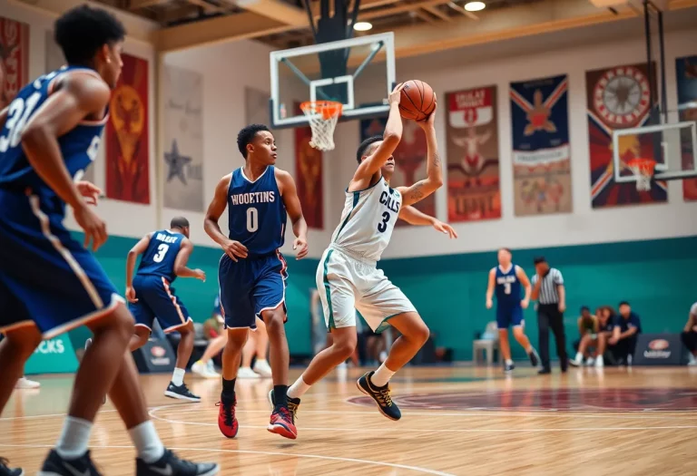 Millennium High School basketball team playing during a game