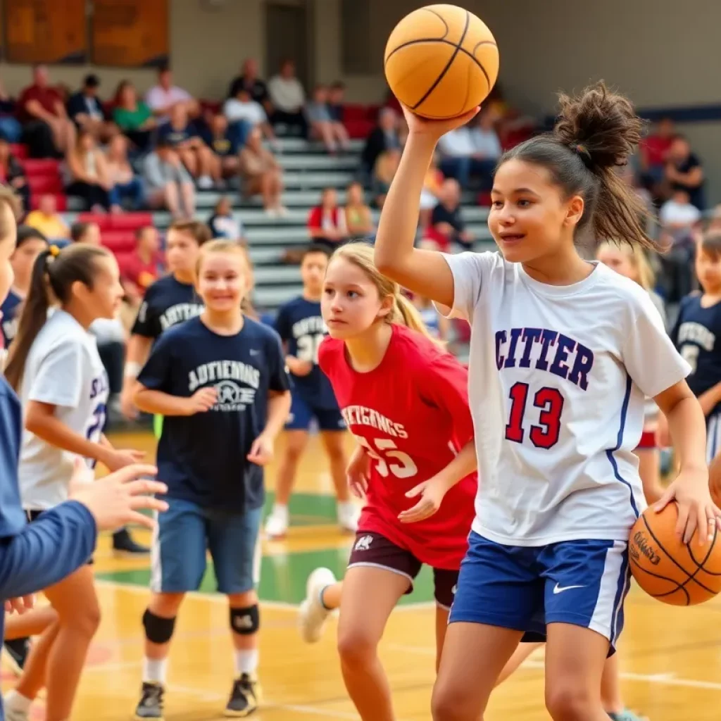 High school athletes showcasing sportsmanship and teamwork in a vibrant athletic setting.