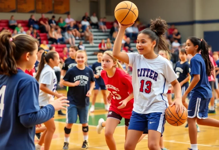 High school athletes showcasing sportsmanship and teamwork in a vibrant athletic setting.