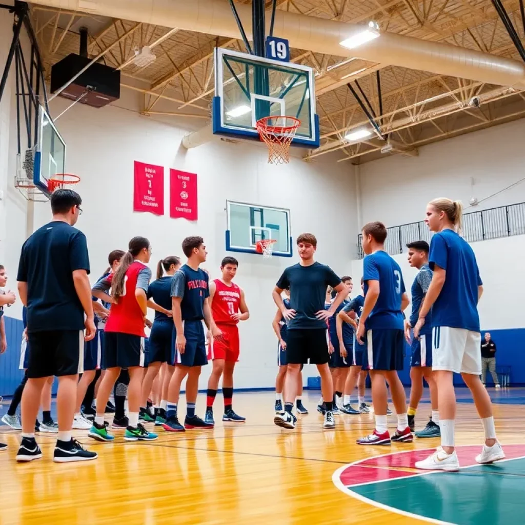 Mishawaka High School athletic fields with coaches and athletes