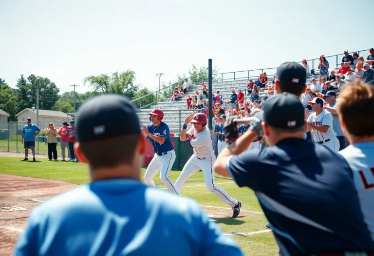 High school baseball players in action during a game