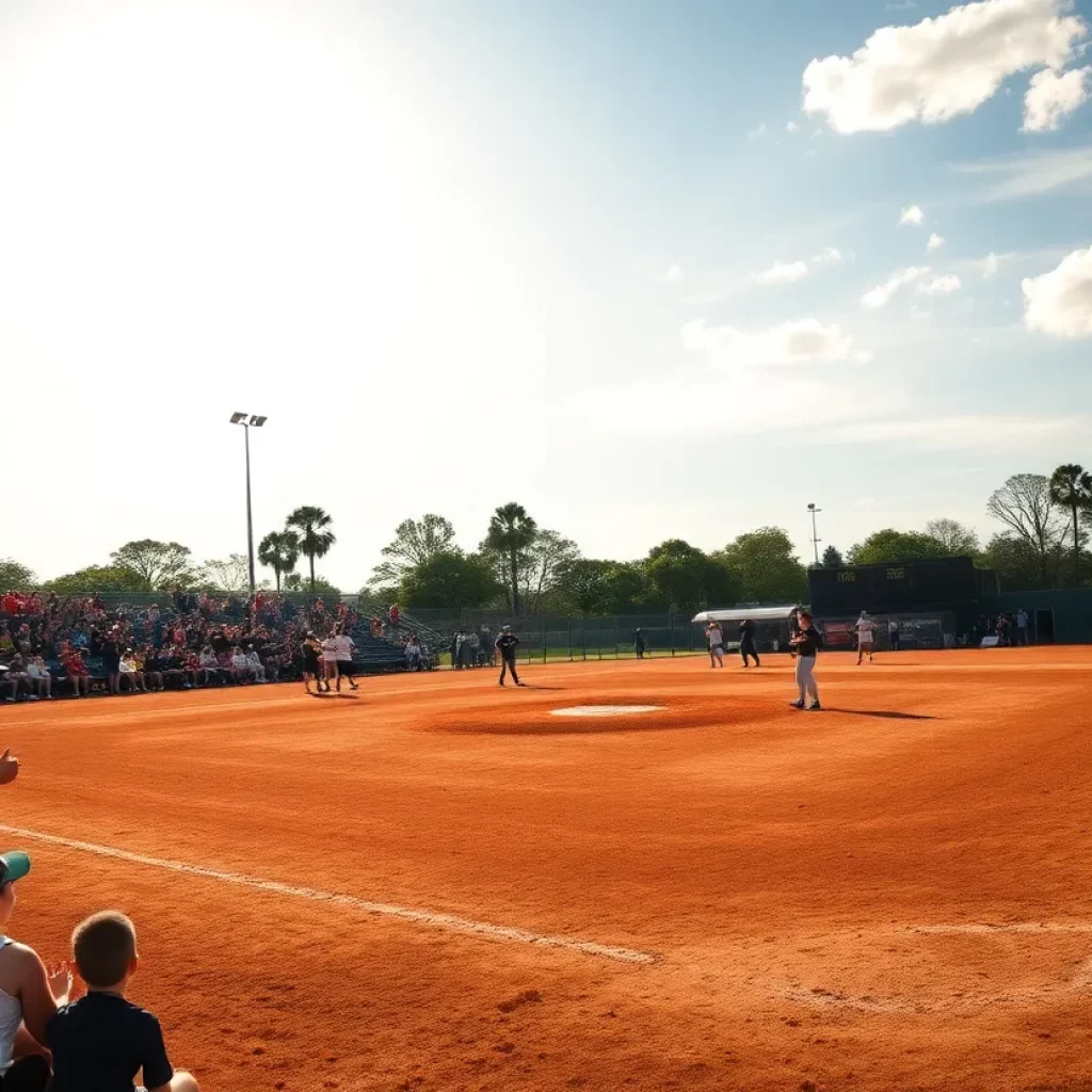 Softball field at Montverde Academy with players practicing.