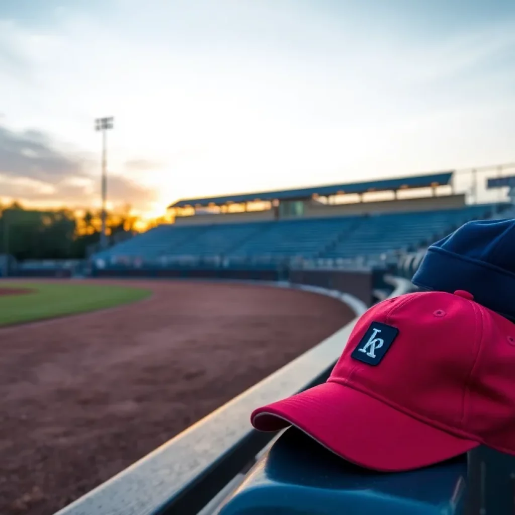 Baseball field at Moon Area High School during sunset