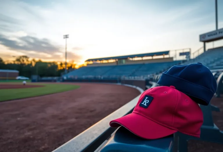 Baseball field at Moon Area High School during sunset
