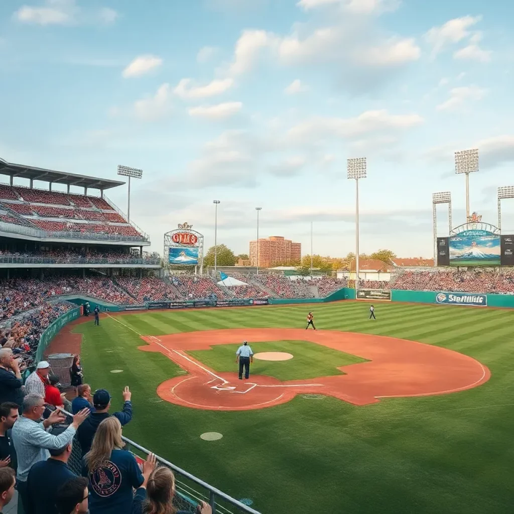 Crowd celebrating at a baseball draft event in Mount Vernon
