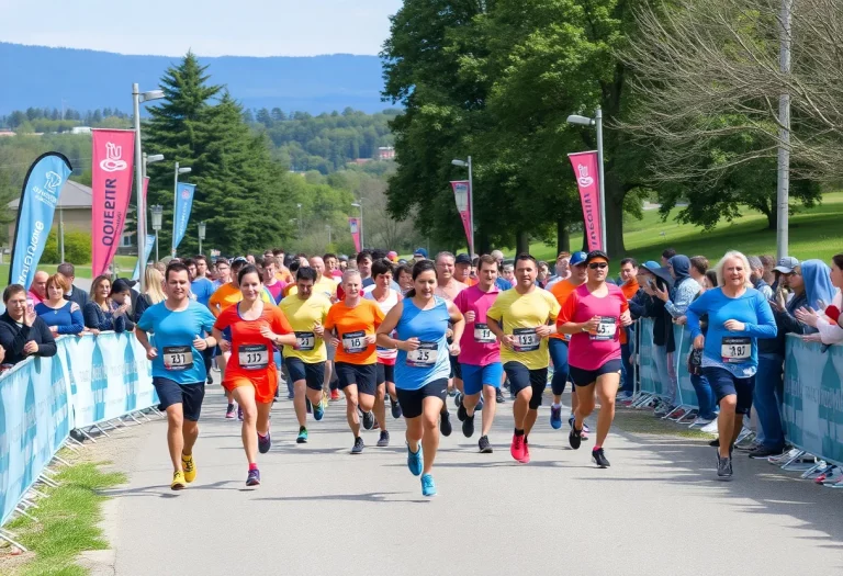 Runners engaging in the Mud Mountain 5K race