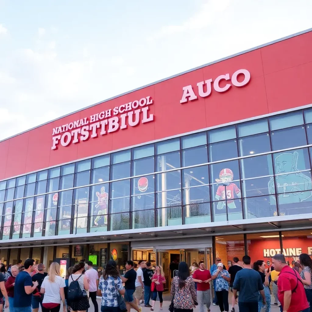 Exterior view of the National High School Football Hall of Fame in Brook Park, Ohio