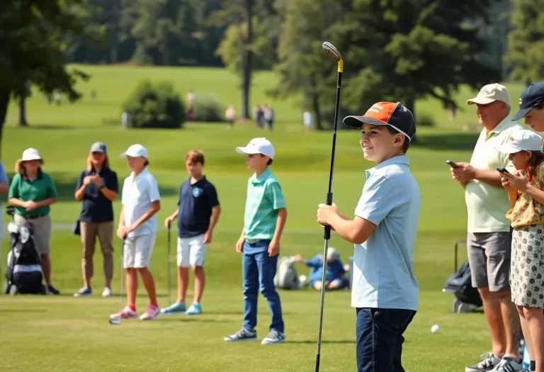Young golfers playing during the Nebraska Lions High School Senior All-Star Golf Tournament