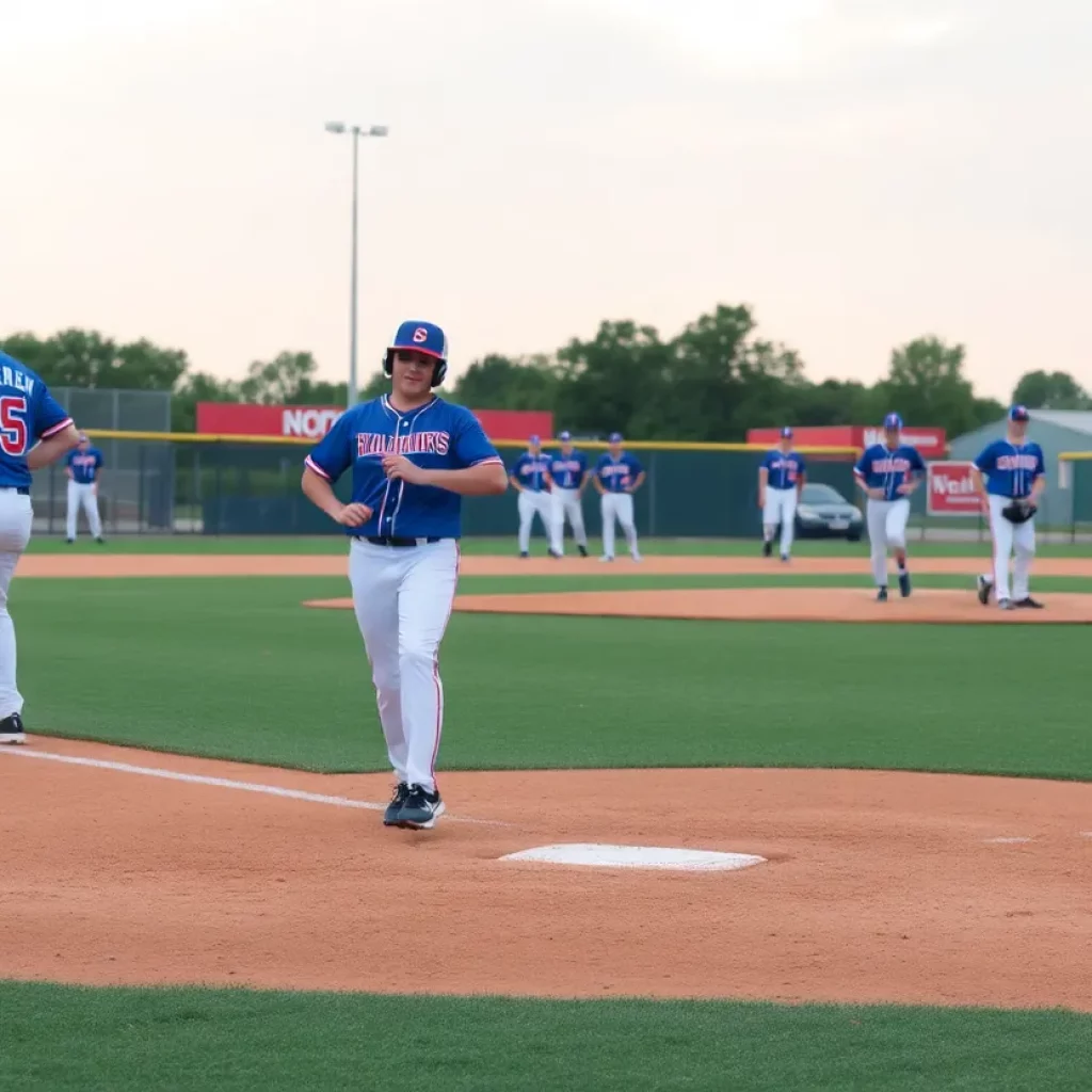 High school players on a baseball field with new rule changes.