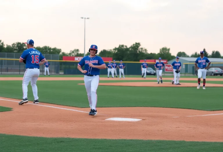 High school players on a baseball field with new rule changes.