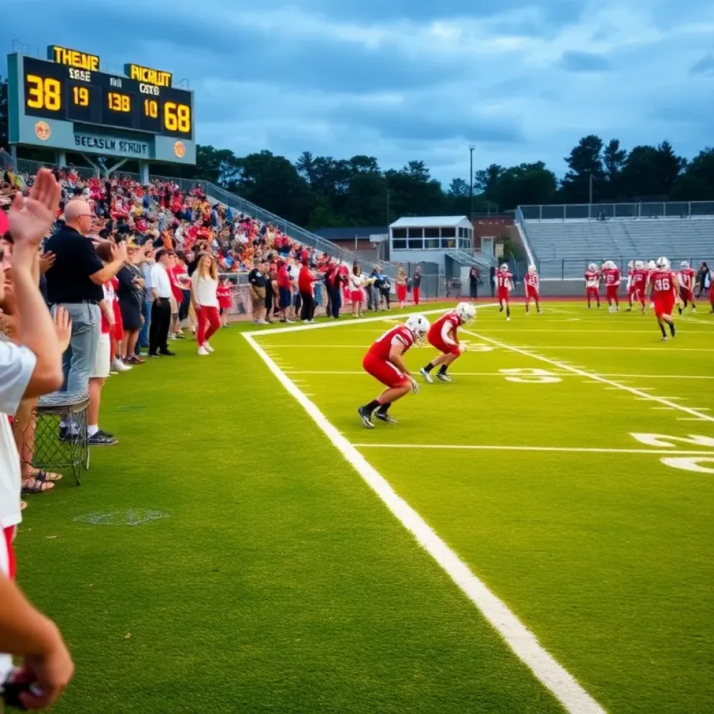 Football players practicing on the field for New Mexico high school football season