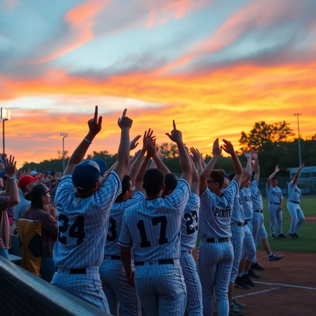 Playoff celebration of North DeSoto Griffins baseball team