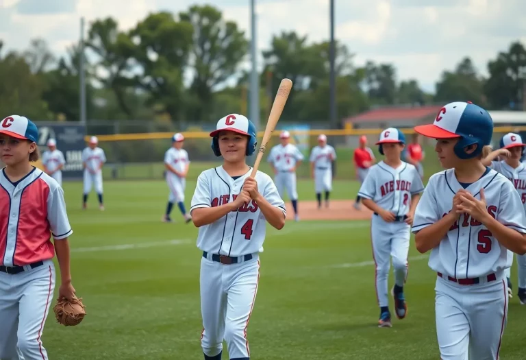 Young baseball players practicing in anticipation of a draft