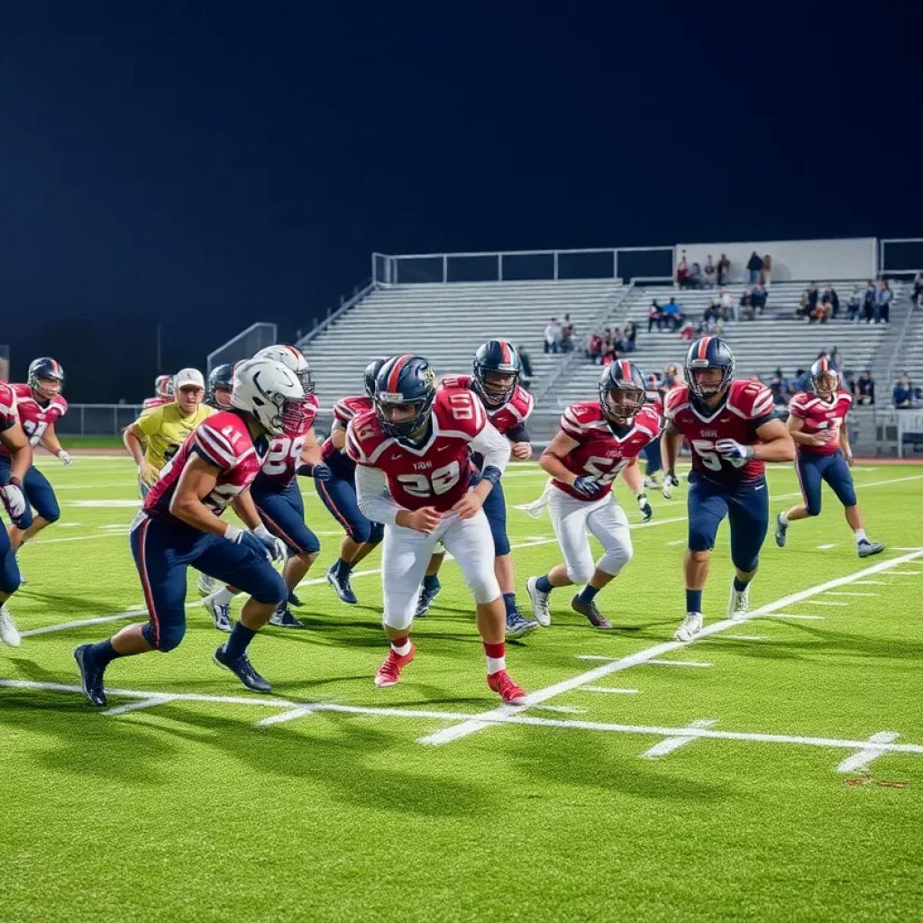High school football players showcasing their skills on the field.