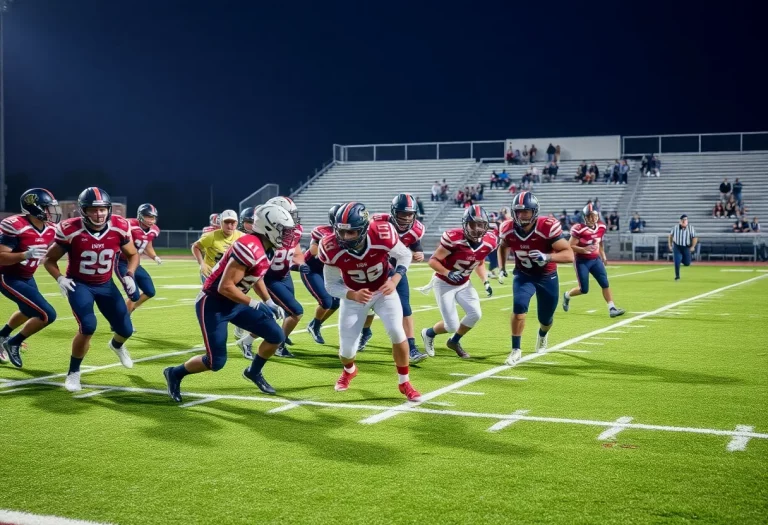 High school football players showcasing their skills on the field.