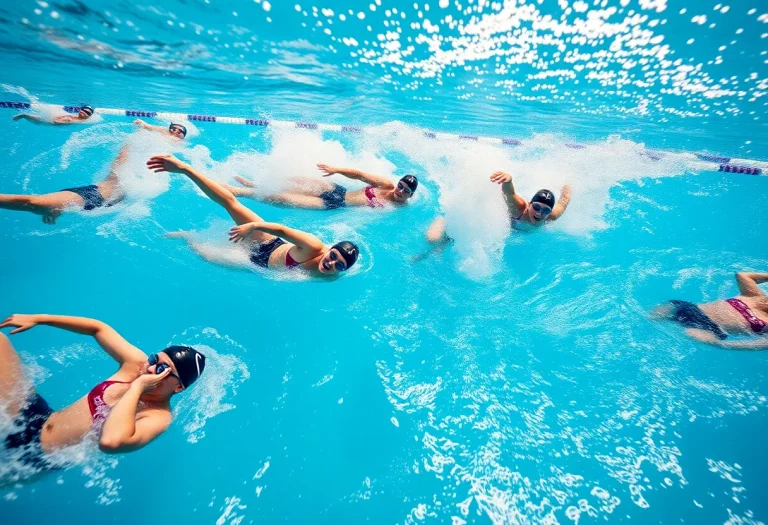 Park City High School swim team practicing in the pool