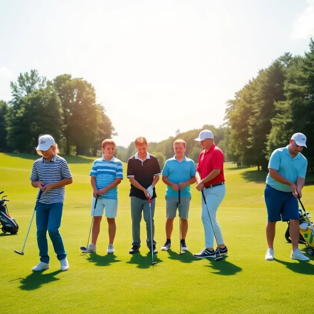 Young golfers competing in a high school tournament