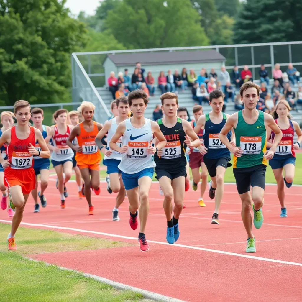 Runners participating in a cross country race at Princeton High School