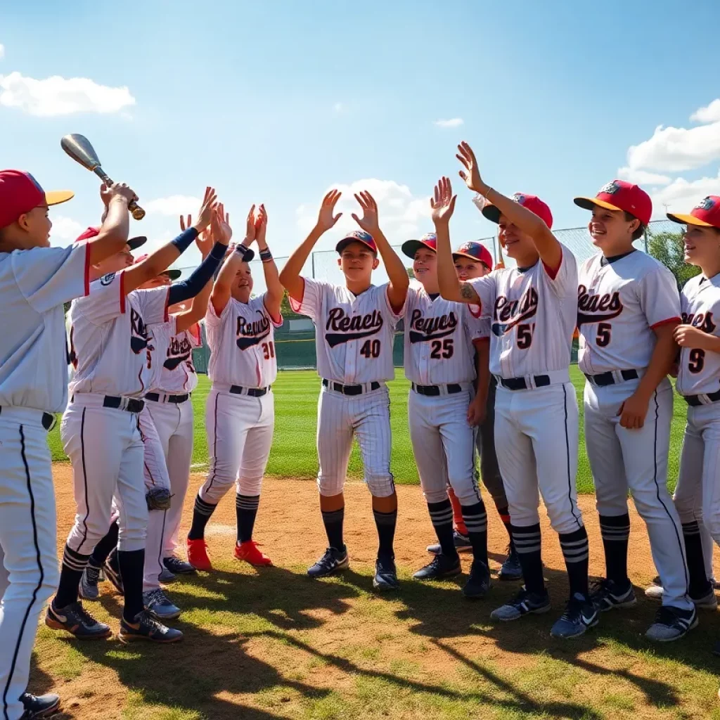 Celebration of Riverhead Waves Baseball Team after winning league title