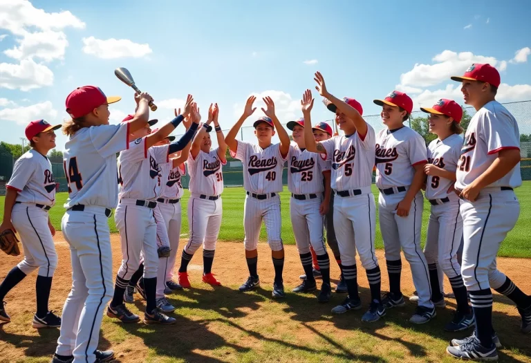 Celebration of Riverhead Waves Baseball Team after winning league title