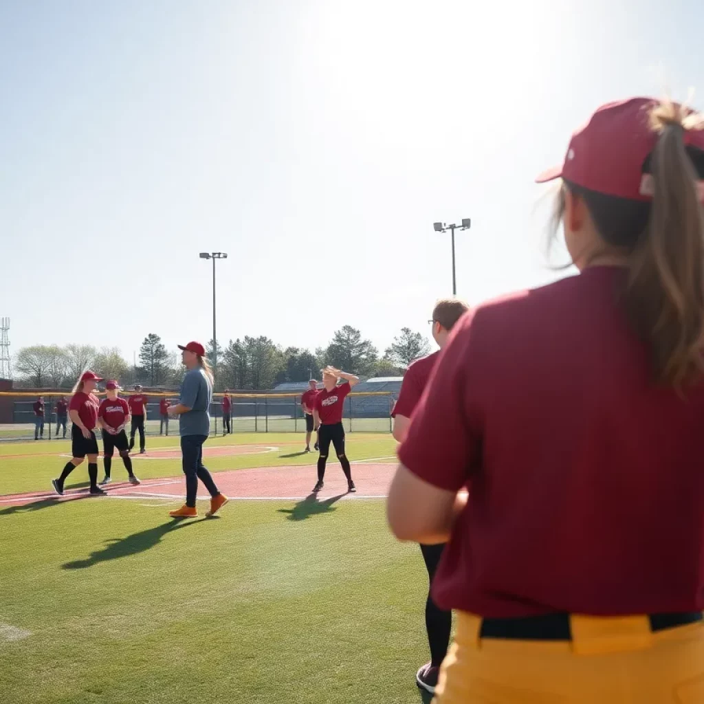 Practice session of the Rock Springs Lady Tigers softball team