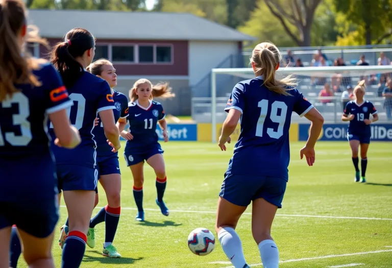 Young female soccer players in action on the field