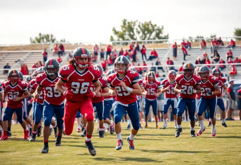 High school football players in action at a Salem-Keizer game.