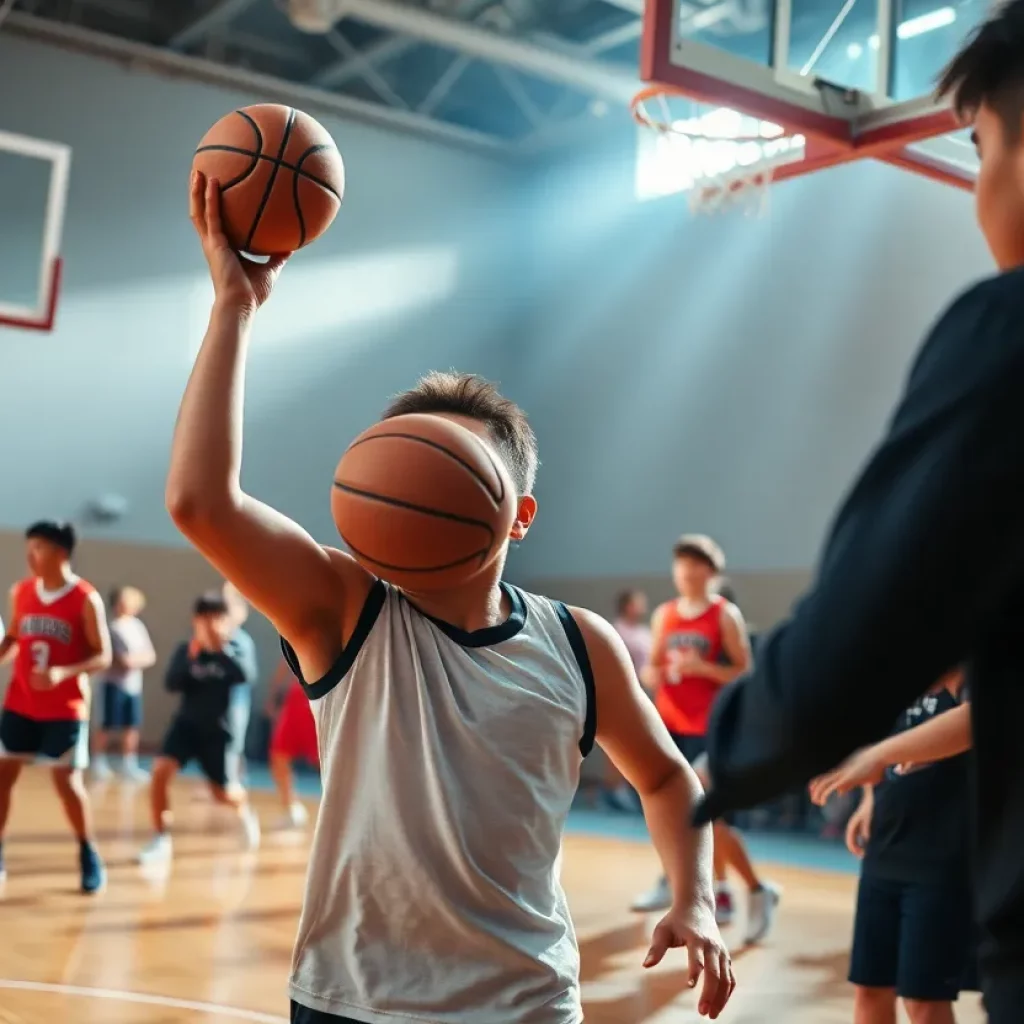 Exciting basketball moment representing youth sports endorsements