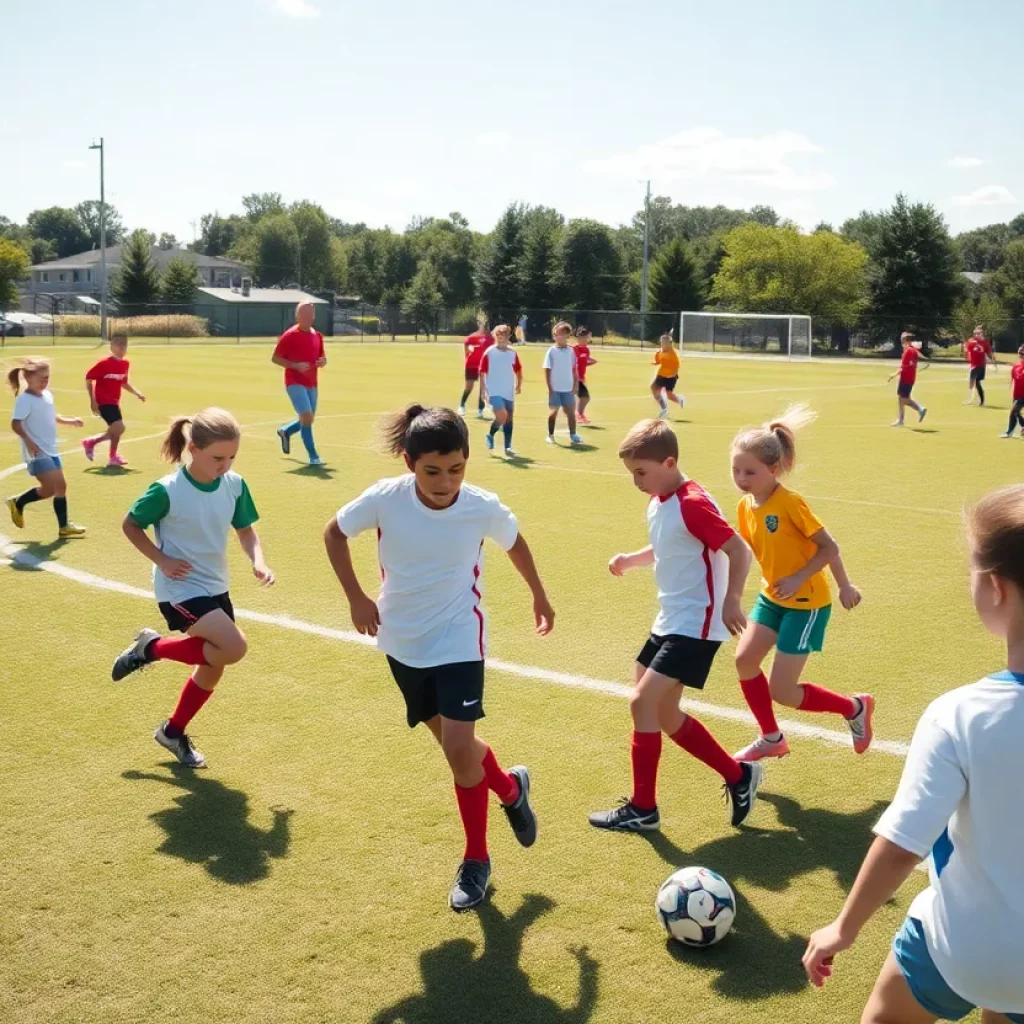 Excited soccer players on the field at Scottsbluff High School