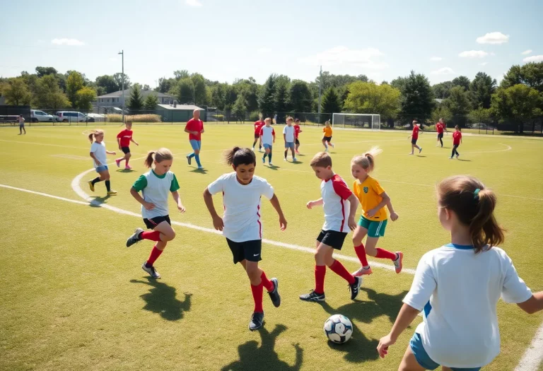 Excited soccer players on the field at Scottsbluff High School