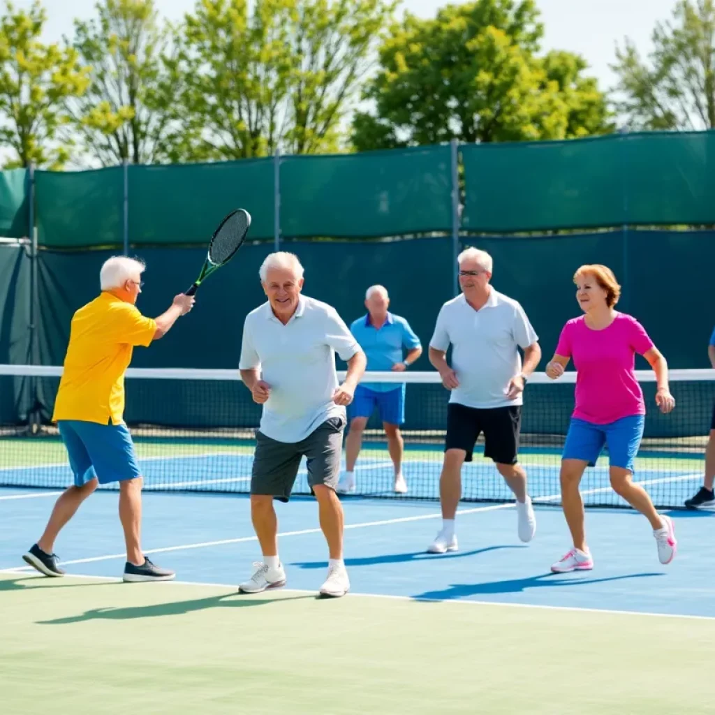 Seniors playing tennis at the National Senior Games
