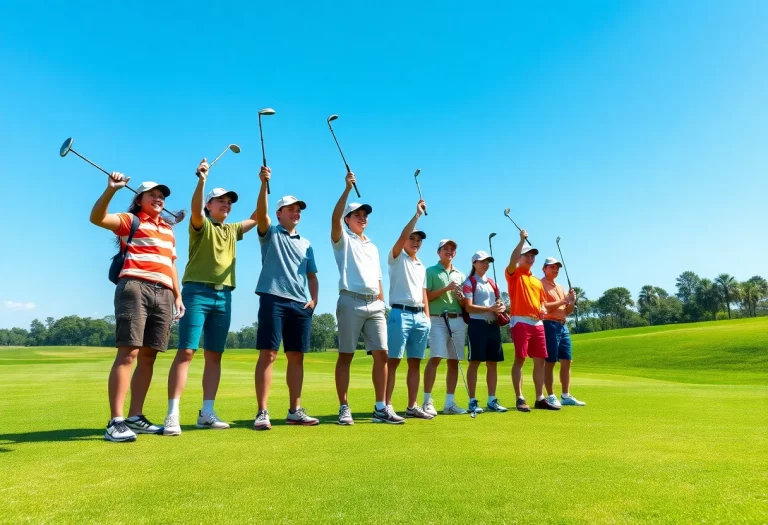 High school golfers celebrating academic achievements on a golf course