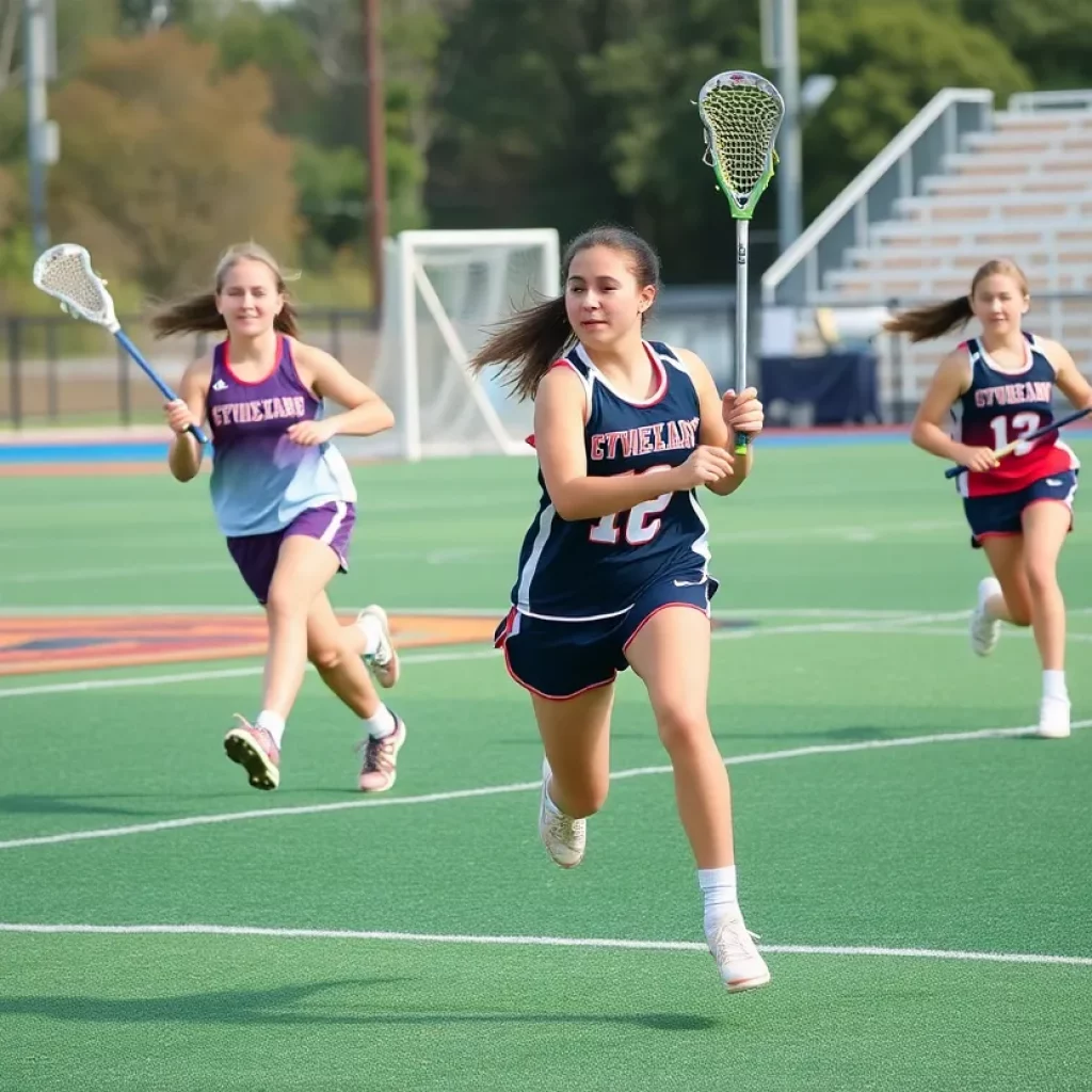 Group of girls playing lacrosse in South Jersey