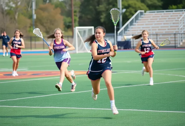 Group of girls playing lacrosse in South Jersey
