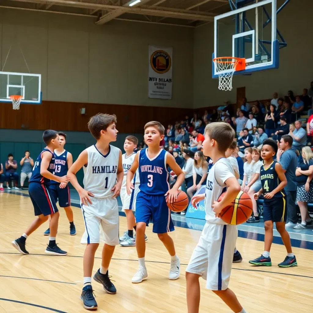 Basketball players competing in the Southwest Minnesota Shootout