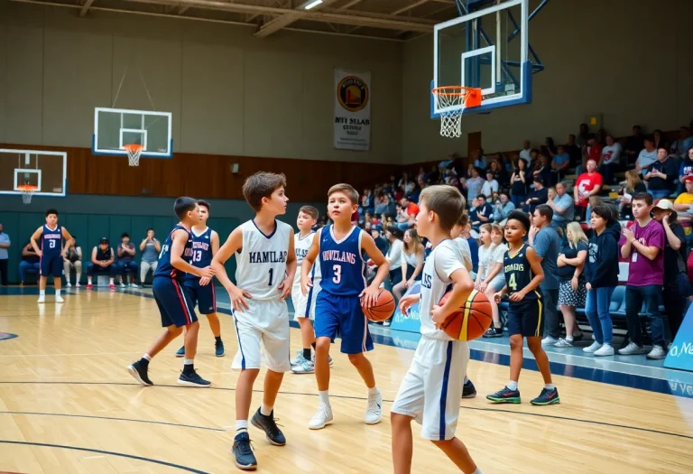 Basketball players competing in the Southwest Minnesota Shootout