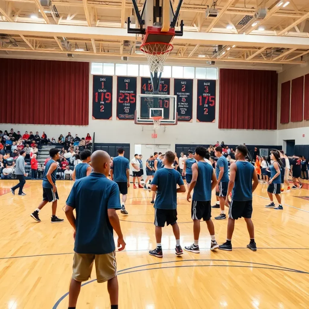 Young athletes practicing basketball at Sparta High School