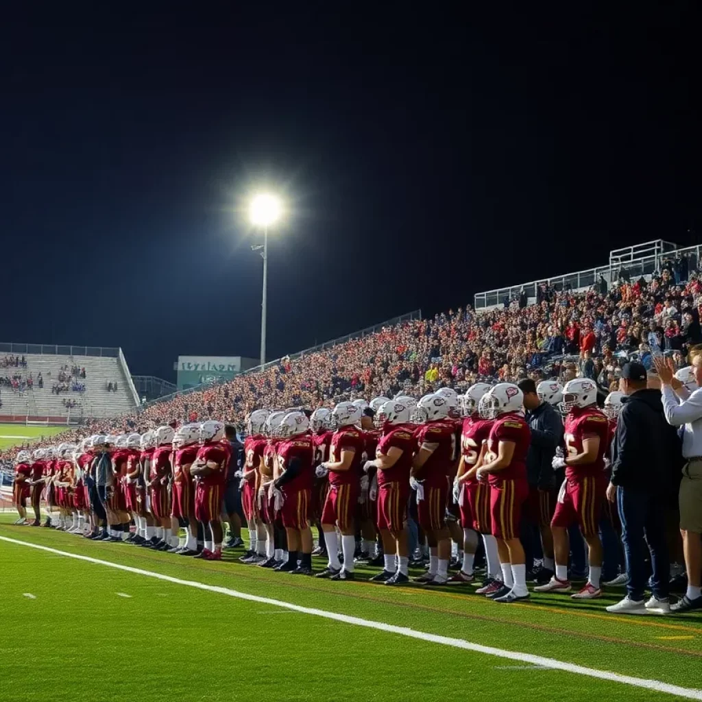 High school football teams in action at Legion Field.