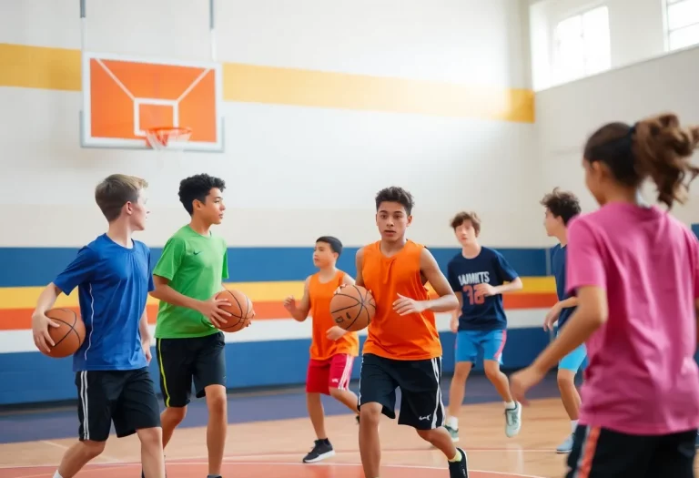 High school boys basketball practice at Stadium High School