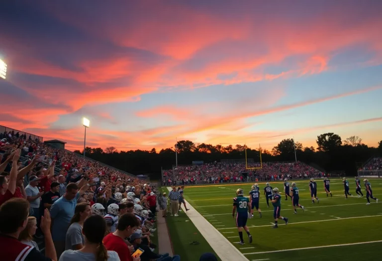 High school football game in Stark County with players and fans