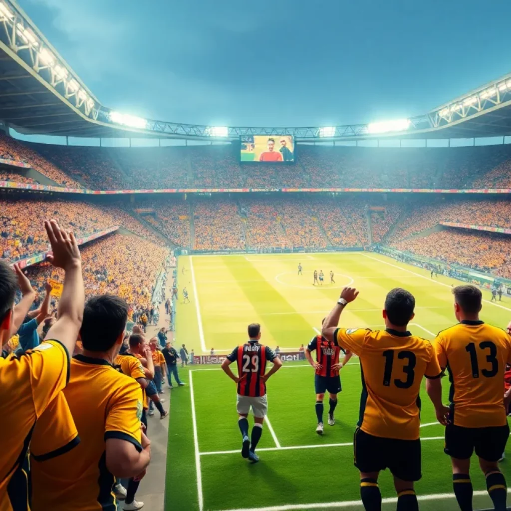 Fans cheering for Starkville Yellow Jackets during a football game