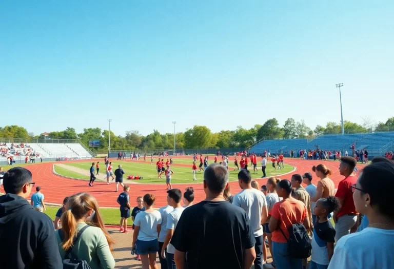 Community members celebrating the reopening of Taconic High School's track and field complex.
